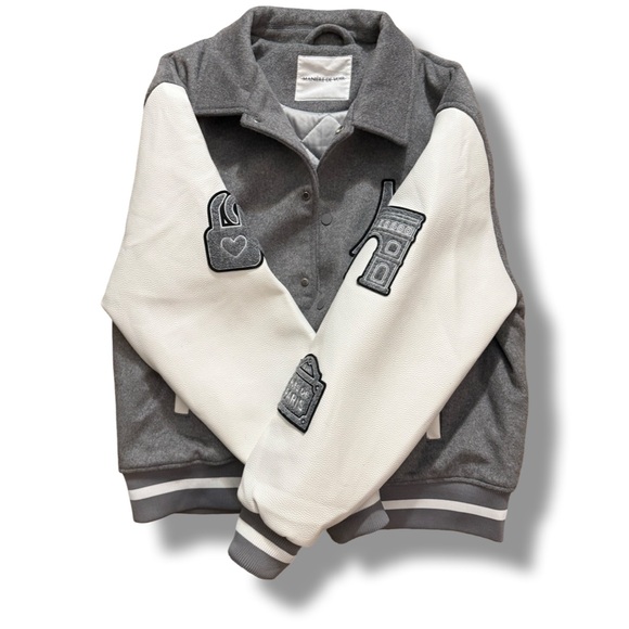 Gray and White Varsity Jacket - Picture 2 of 13